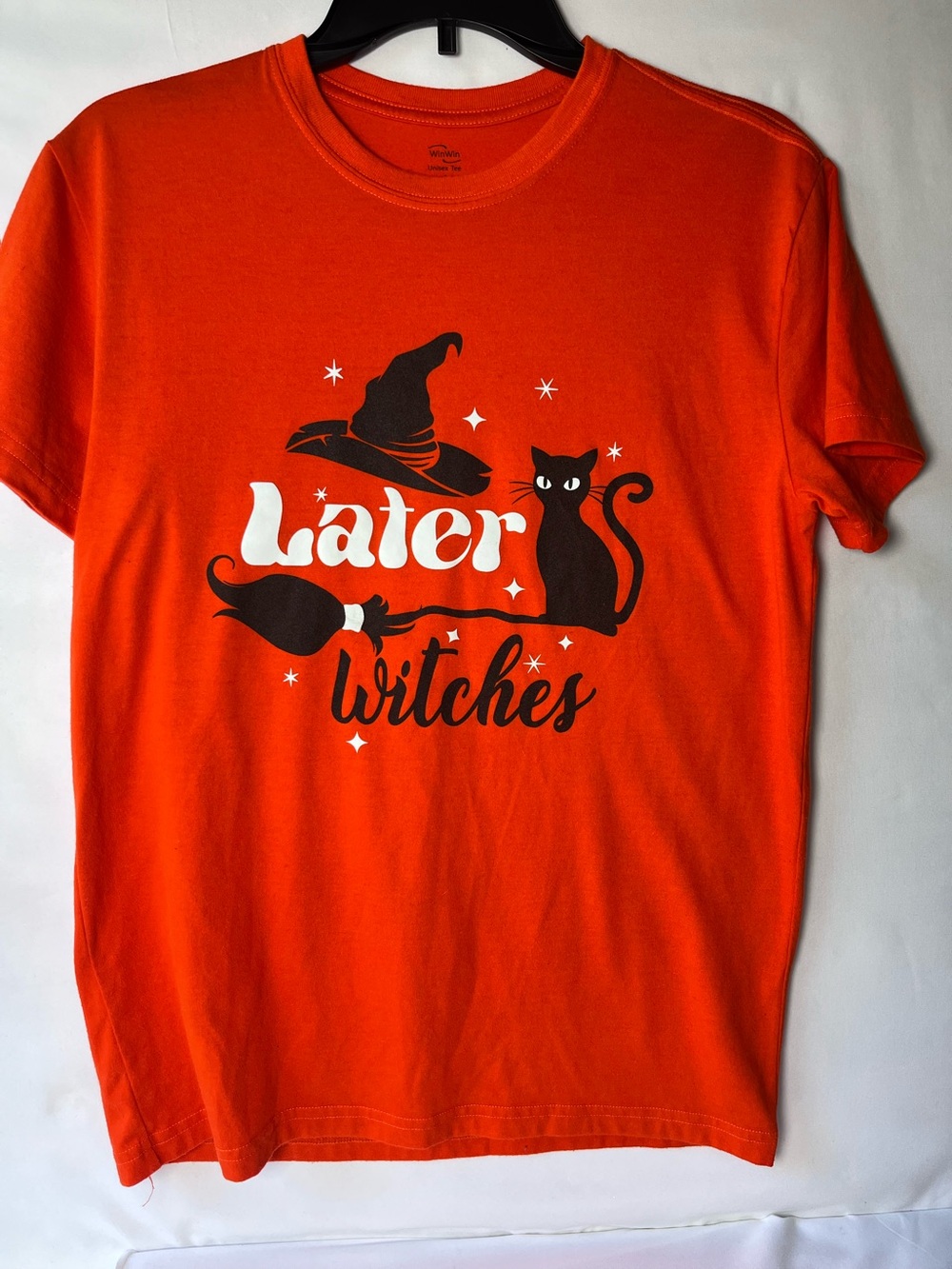 Win Win Unisex Orange Short Sleeve Graphic Tee Size Small